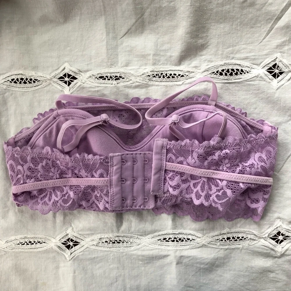 Aerie Purple Violet lace Bralette with adjustable straps & closure. Feminine XS - Picture 6 of 8